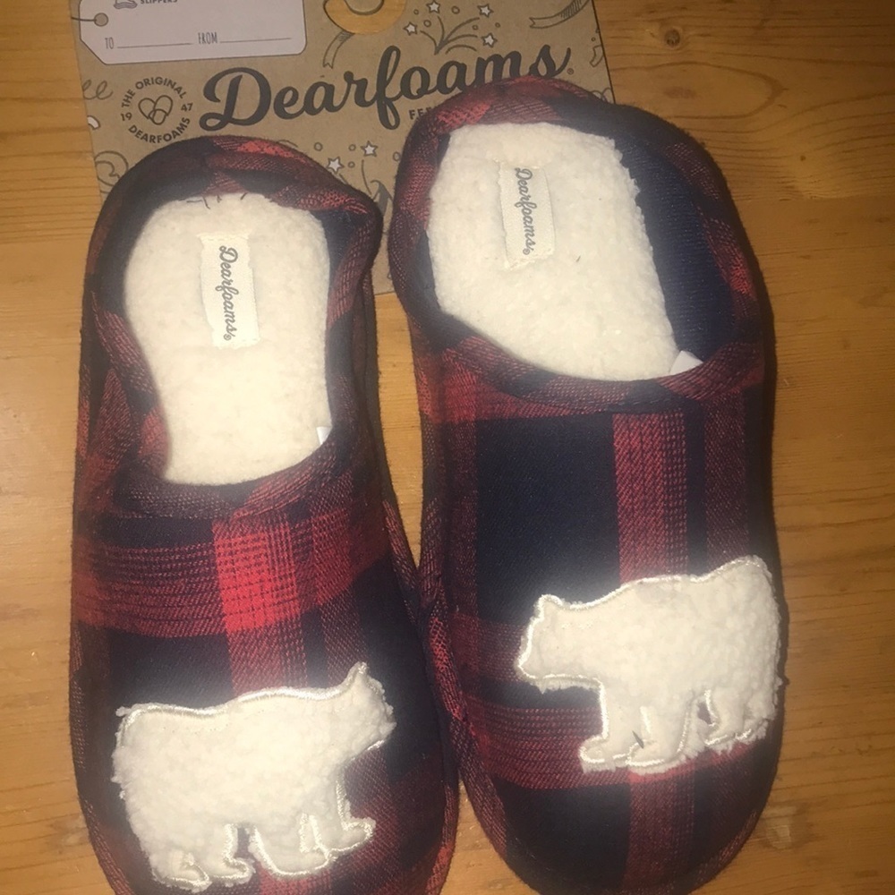 Dearforms Kids Slippers Red Plaid 4/5 NWT